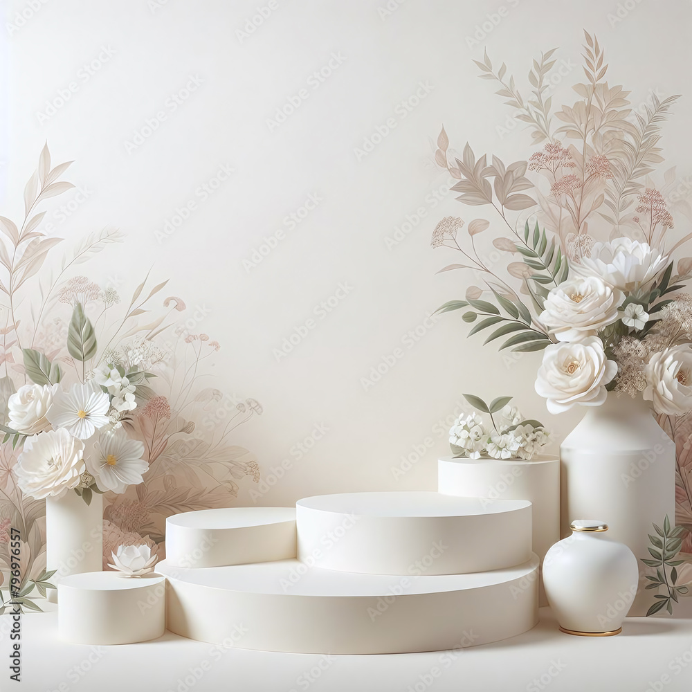 Elegant floral arrangement featuring various vases and candles in neutral tones, set against a light background. Elegant floral arrangement featuring various vases and candles in neutral tones, set against a light background.