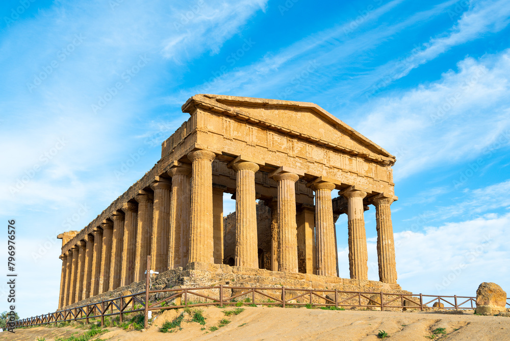 The ancient temple of Concordia of the temple's valley in Agrigento Sicily