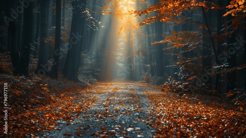 Enchanted Autumn Pathway, generative ai photo