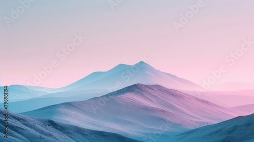 Stunning minimalist background of a single mountain against a gradient sky, with a subtle texture adding depth. 3d illustration
