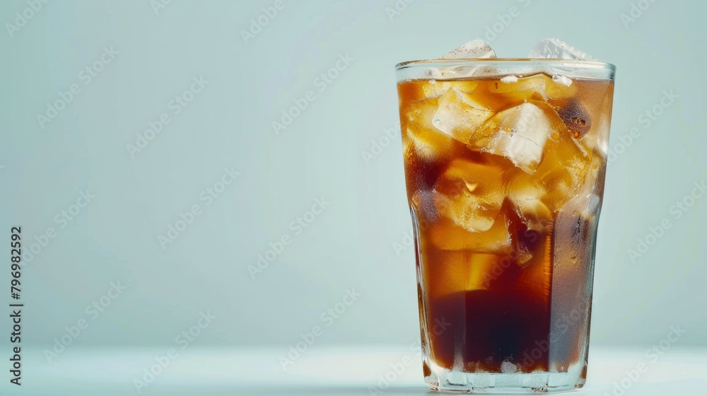 Refreshing iced cola in glass Refreshing iced cola in glass