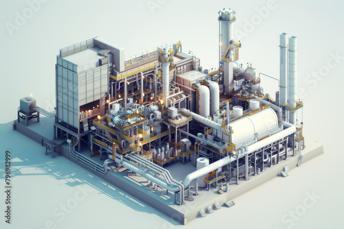 A large industrial plant with many pipes and tanks
