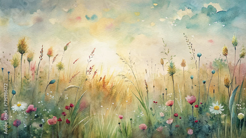 Watercolor background showcasing a rustic
