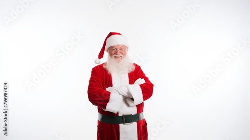 Authentic Santa Claus with a jolly expression posing against a white backdrop.
