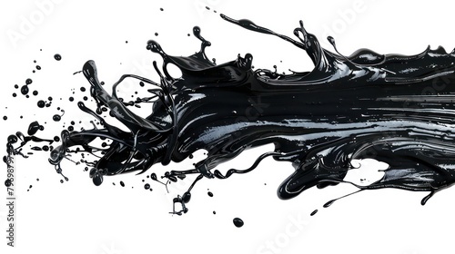 Abstract black in splash, paint, brush strokes, stain grunge isolated on white background