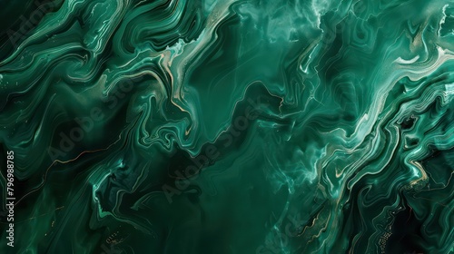 Fototapeta Naklejka Na Ścianę i Meble -  Amazing abstract dark green texture. 3d vertical banner emerald royal color. Oil marble picture with glowing effect. Wavy fluid trendy modern background