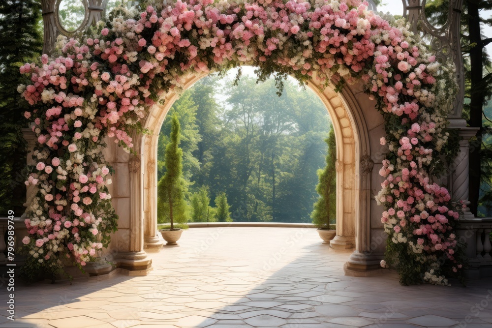 Fototapeta premium Beautiful archway outdoors architecture flower.
