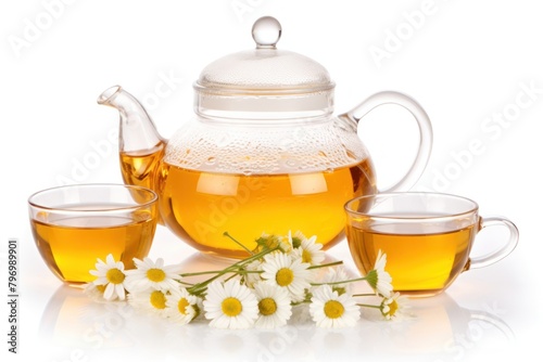 Chamomile tea set cookware beverage pottery.