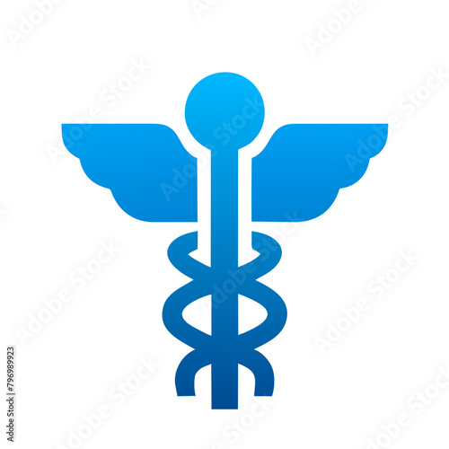 Medical caduceus icon vector graphics element silhouette Healthcare symbol sing isolated illustration on a Transparent Background