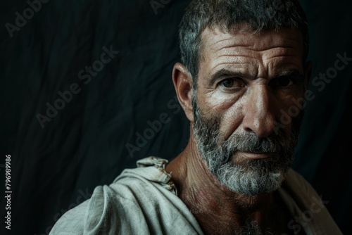 Portrait of a weathered man with a thoughtful expression