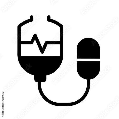 Blood pressure cuff icon vector graphics element silhouette Healthcare symbol sing isolated illustration on a Transparent Background