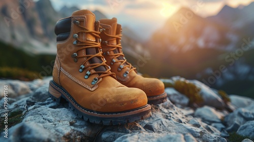 Durable Vintage Boots in Natural Setting, generative ai