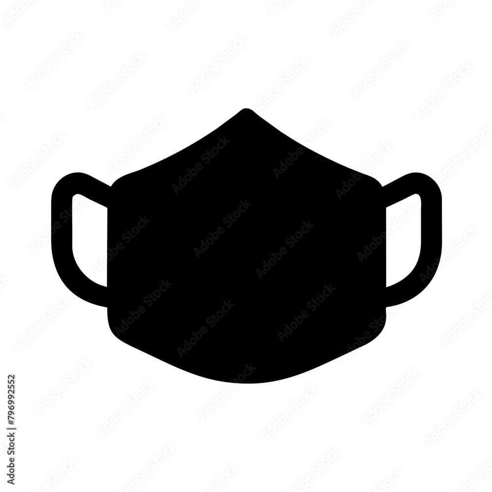 Surgical Mask icon vector graphics element silhouette Medical symbol sing isolated illustration on a Transparent Background