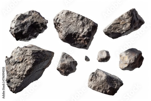 Crushed stones isolated on white background photo