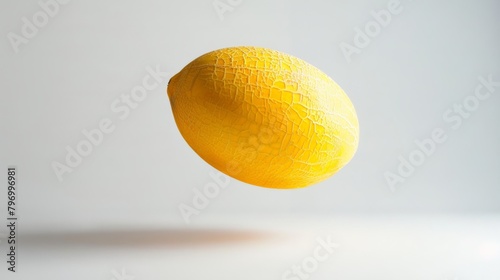 Levitating yellow melon with textured skin