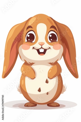 Flat vector of cartoon character of happy rabbit