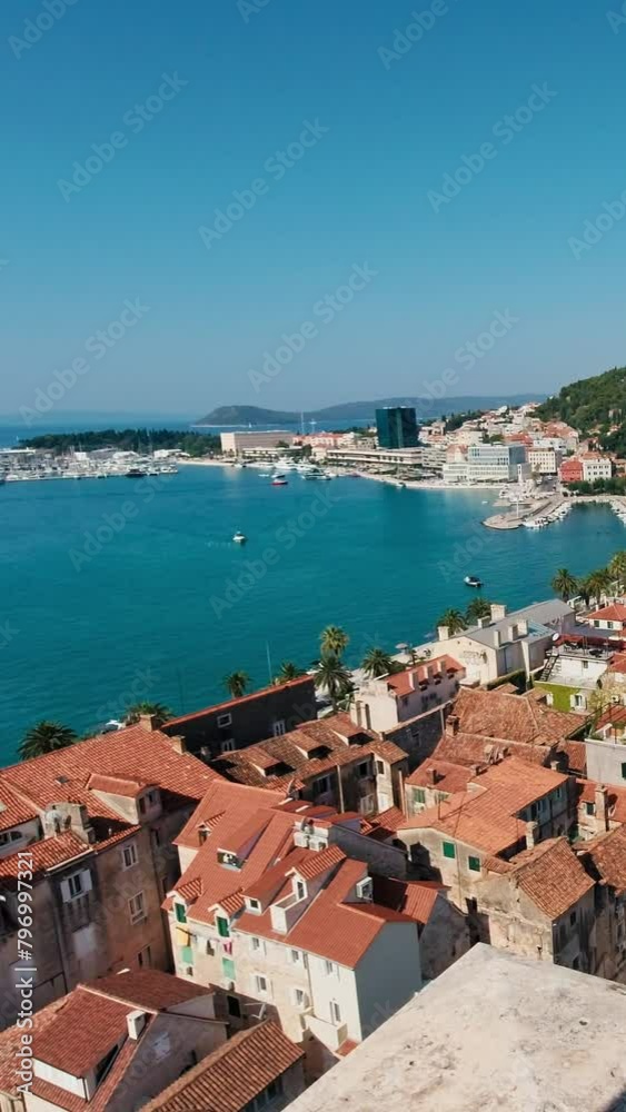 Aerial view Split on sunny summer day, Croatia. Vertical Video Aerial view Split on sunny summer day, Croatia. Vertical Video