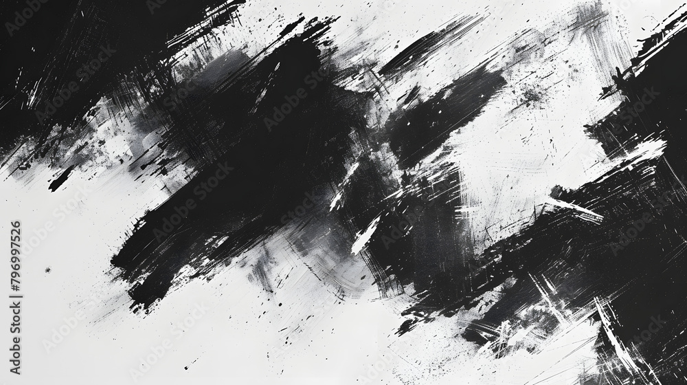 A black and white grunge background texture with large brush strokes A black and white grunge background texture with large brush strokes