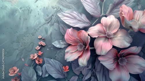 Fototapeta Naklejka Na Ścianę i Meble -  Flowers in the style of watercolor art. Luxurious floral elements, botanical background or wallpaper design, prints and invitations, postcards