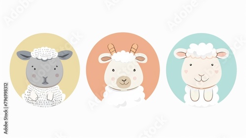 Sheep. Flat vector illustration of cute animal. Baby nursery art.