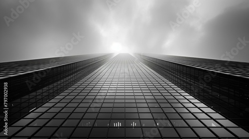 Monochrome Majesty: The Corporate Skyscraper, generative ai
