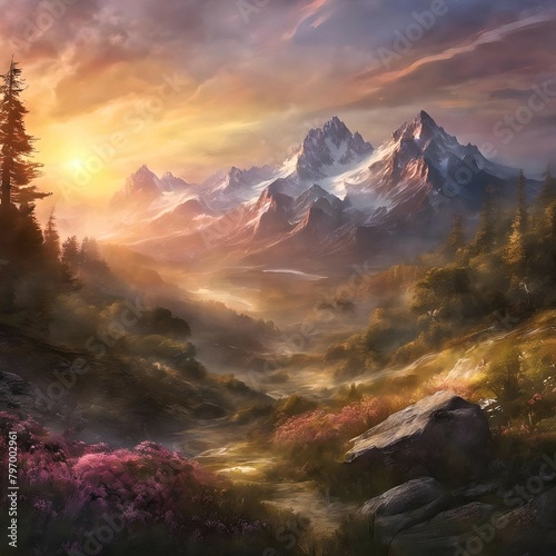 Magical Nature: Sunrise over the Mountains