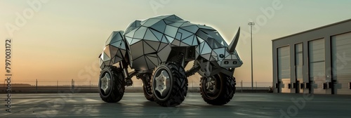 Engineers unveil a vehicle inspired by the sturdy form of a rhinoceros, featuring tough, protective armor plating photo