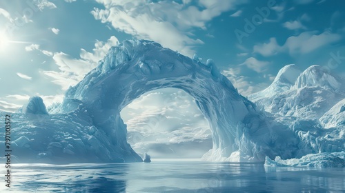 Majestic Ice Arch in a Serene Arctic Landscape
