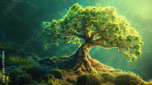 Beautiful tree of life, sacred symbol. Individuality, prosperity and growth concept. Digital art.