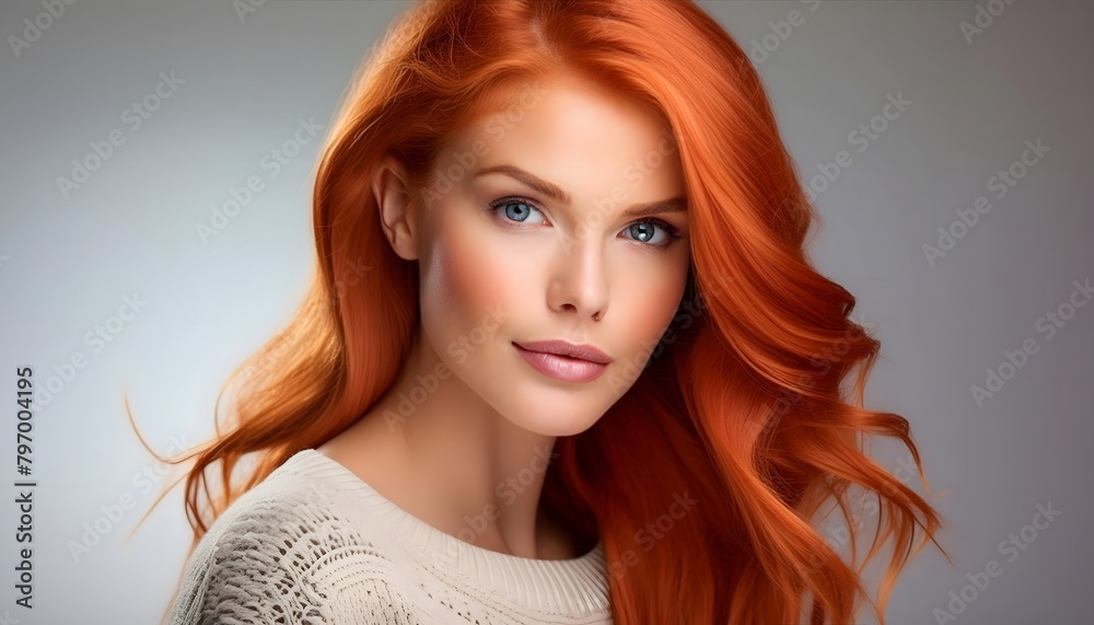 Portrait of young redhead girl looking at camera