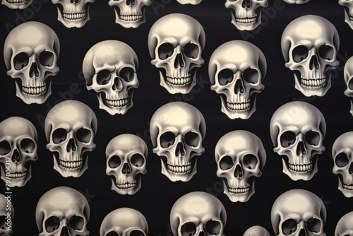Small skulls pattern art anthropology backgrounds. photo
