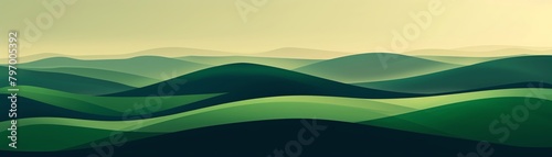 Minimalist wallpaper, green gradient hills, smooth curves, light background, flat design, minimalistic, simple shapes, digital art style in the style of high resolution, high contrast, bright and vibr photo