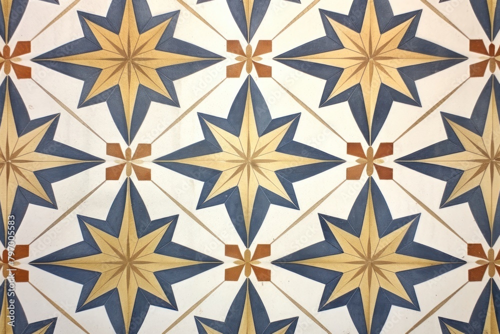 Star pattern flooring tile art.