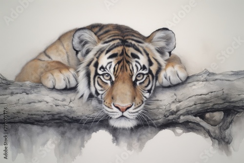 Tiger wildlife painting drawing. #797005776