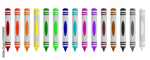 Various types of crayon colors, colorful crayons isolated on transparent white background, vector and eps 10 files can be customized.