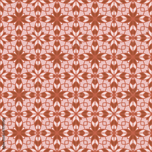 Creative floral geometry seamless vector tile pattern. Abstract flower repeat...