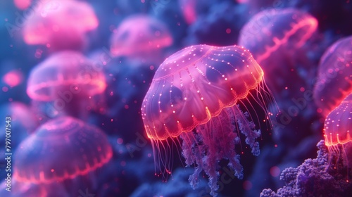 pink an purple jellyfish background. 