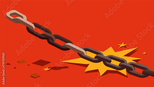 A simple yet powerful image of a broken chain lying on the ground symbolizing the end of oppression and the longfought right to true liberation on. Vector illustration