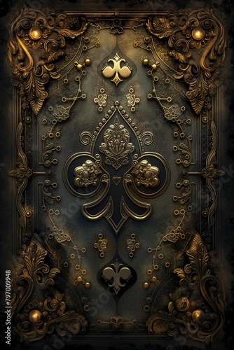 Ornate playing cards with intricate gold details evoke vintage luxury and mystique