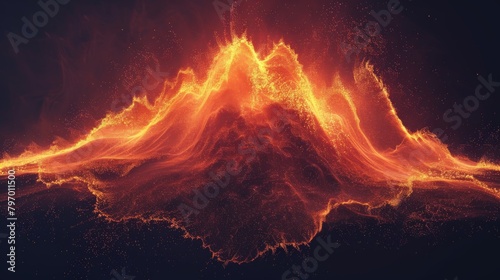 Fiery soundwave visualization on a reflective surface with vibrant orange tones