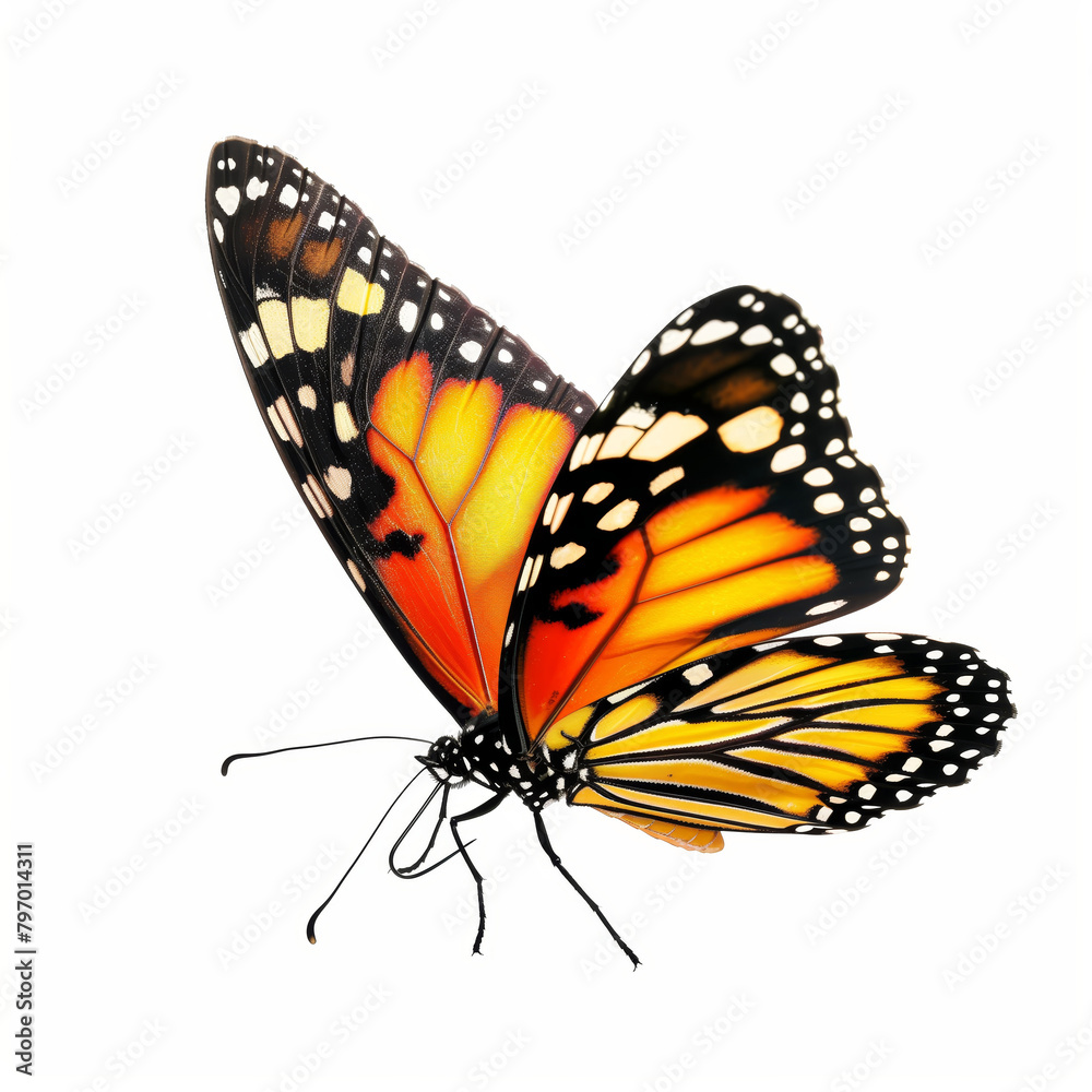 Fototapeta premium Beautiful orange butterfly isolated on a white background
