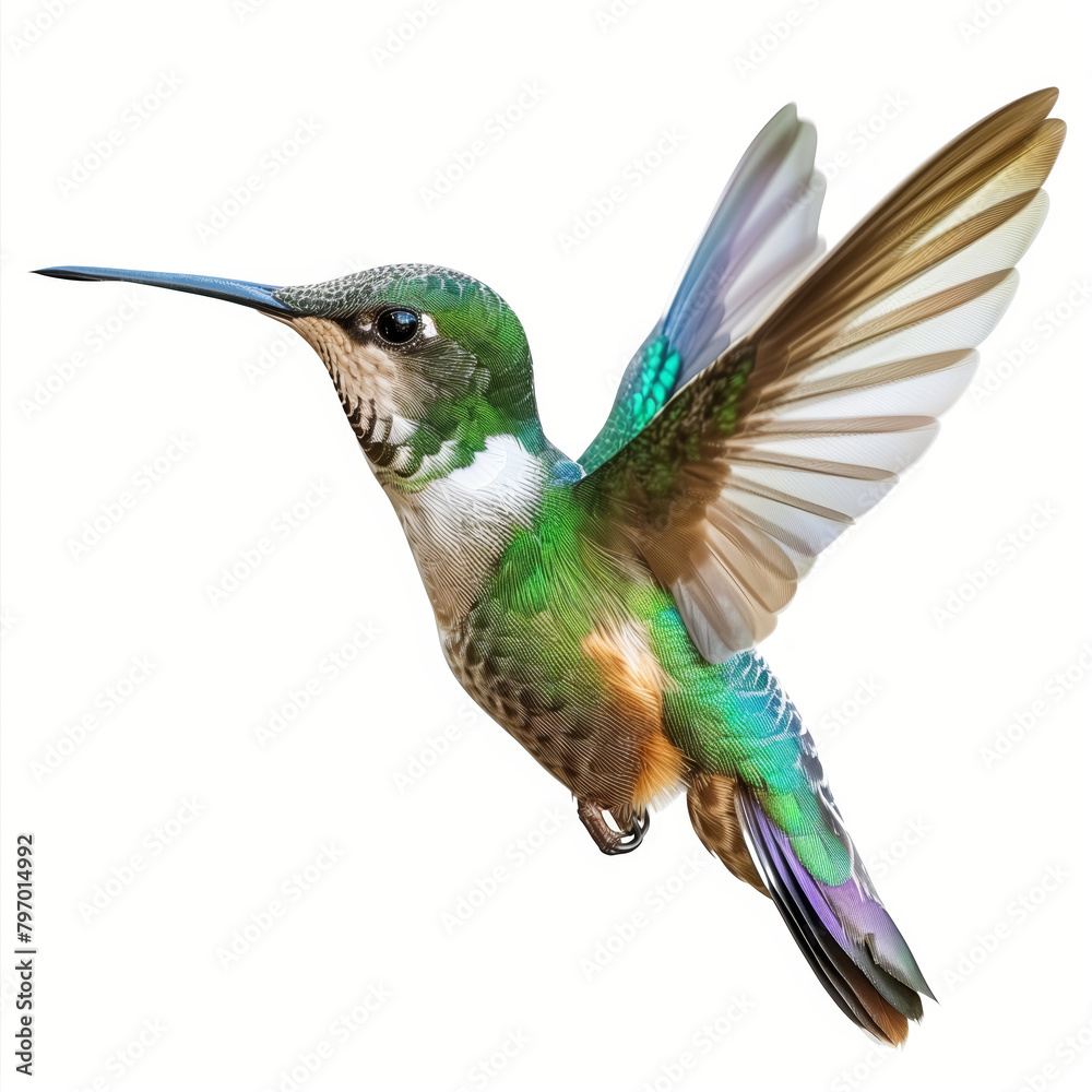 Fototapeta premium Beauty colorful hummingbird isolated on a white background
