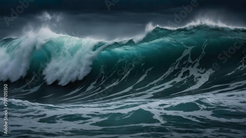 Close-up view of big ocean waves