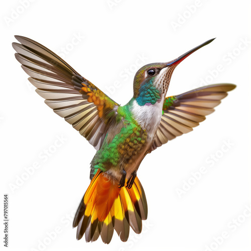 Colorful hummingbird isolated on a white background © Cla78