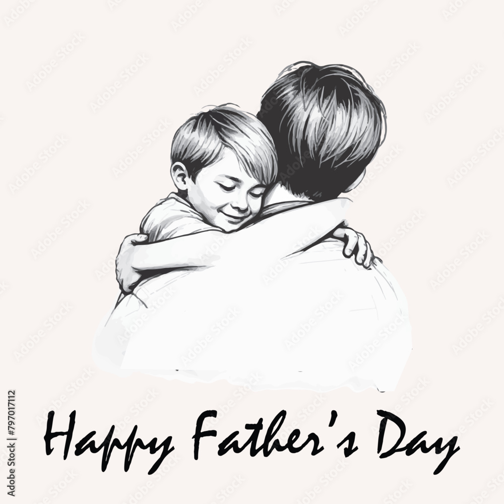 Happy father day text lettering pencil sketch shadow vector illustration, dad and son Silhouette, Father and son black and white vector design, Father's Day daddy and son design background Happy father day text lettering pencil sketch shadow vector illustration, dad and son Silhouette, Father and son black and white vector design, Father's Day daddy and son design background
