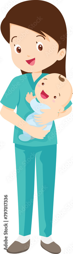 doctor or nurse,Midwife holding baby in arms doctor or nurse,Midwife holding baby in arms