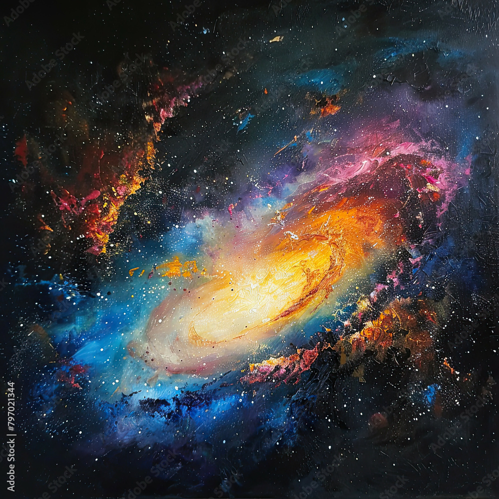 Obraz premium Galactic Dreams Oil-Painted Space Odyssey