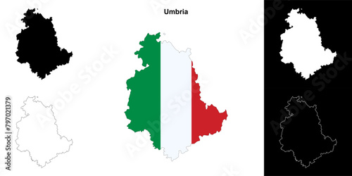 Umbria blank outline map set