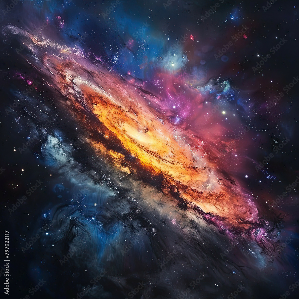 Fototapeta premium Galactic Dreams Oil-Painted Space Odyssey