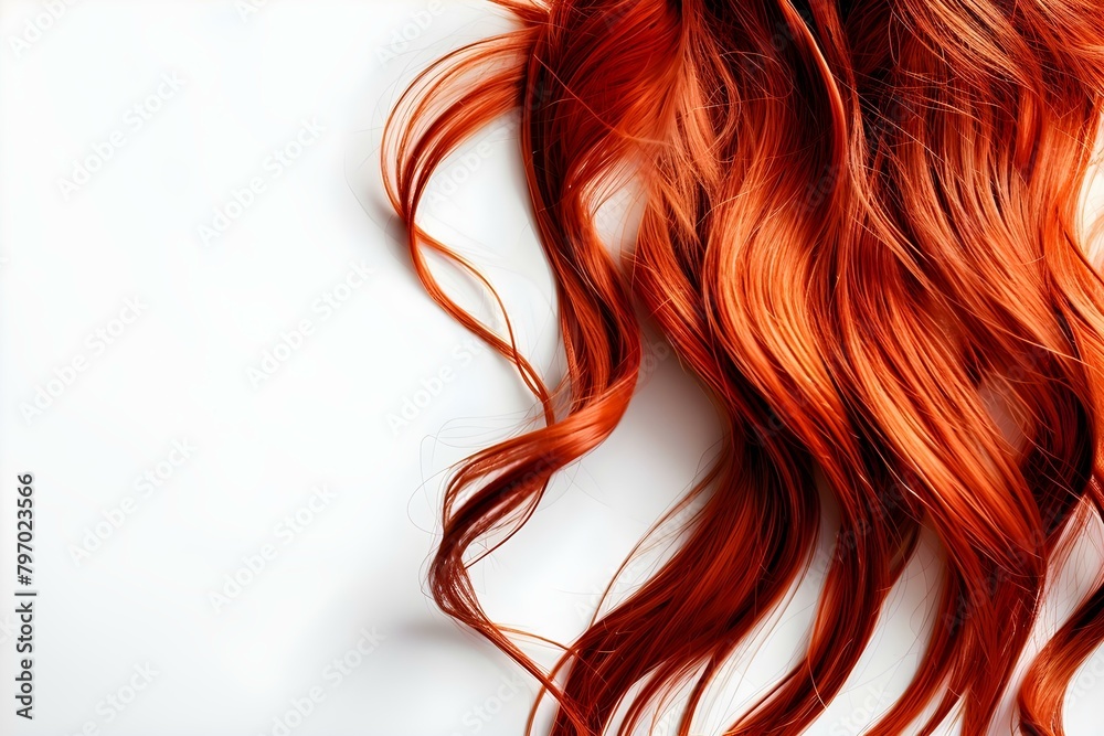 Various styles and lengths of red hair on white background. Concept Red ...